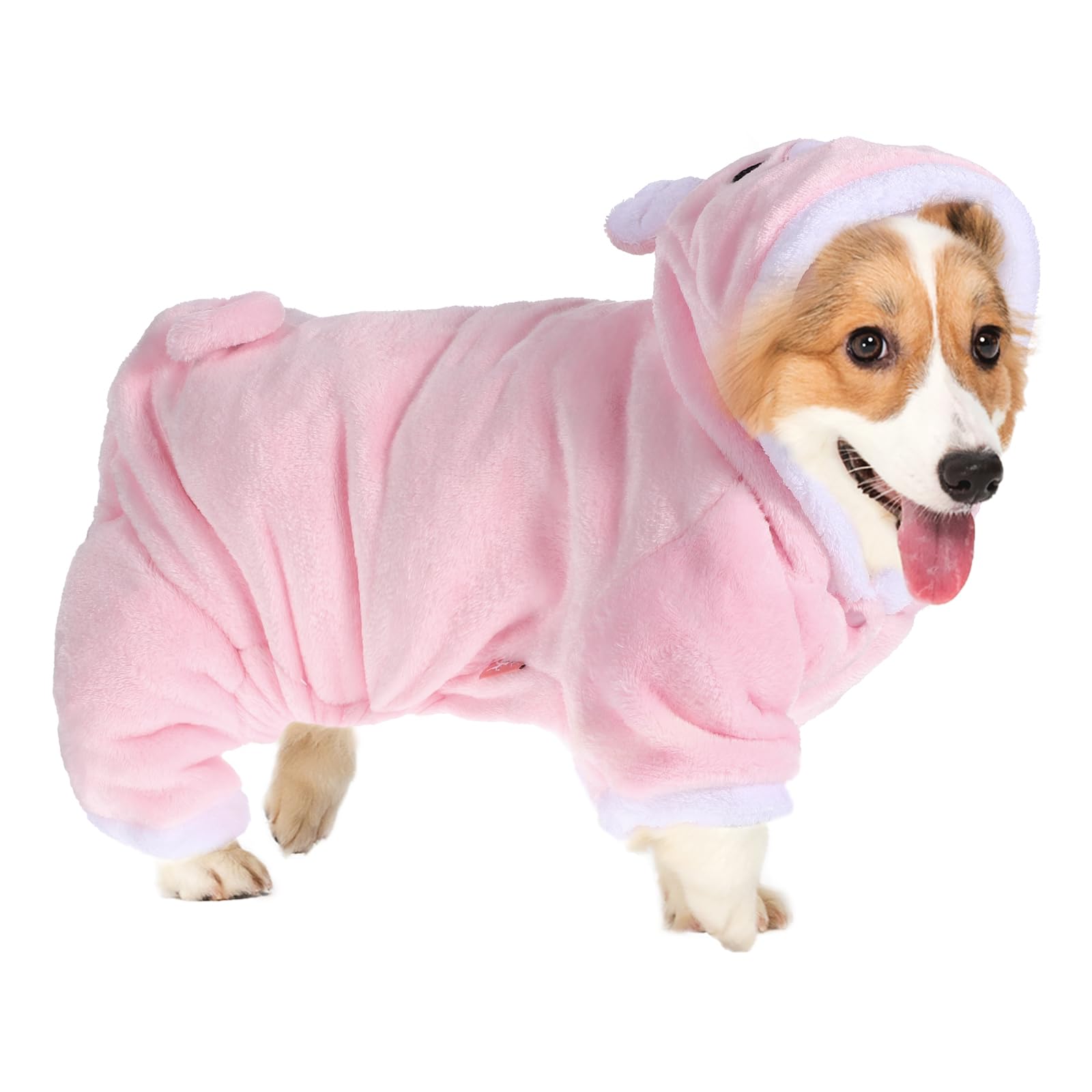 POPETPOP Small Dog Costume, Cute Pink Pig Design Pet Warm Hoodies Dog Clothes for Small Dogs and Cats, Halloween Christmas Cosplay Dress Up Coat for Teacup Puppy Teddy Chihuahua Kitten, Size L