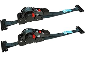 ANLU LOAD ANLULOAD E Track Retractable Ratchet Straps-Retractable Tie Down Straps-2 Packs 1In x 11.5Ft-for Boats, Jet Skis, Motorcycles, ATVs-BS:1,410lbs