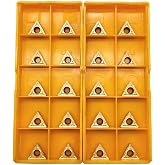GBJ 20pcs TCMT21.51 Turning Inserts TCMT110204 TCMT21.51 Carbide Inserts TCMT Insert S08K/S10K/S12M-STFCR11 1/3" 3/8" 1/2" 91&deg; Turning Holder Boring Bars (20 pcs TCMT21.51 Inserts)