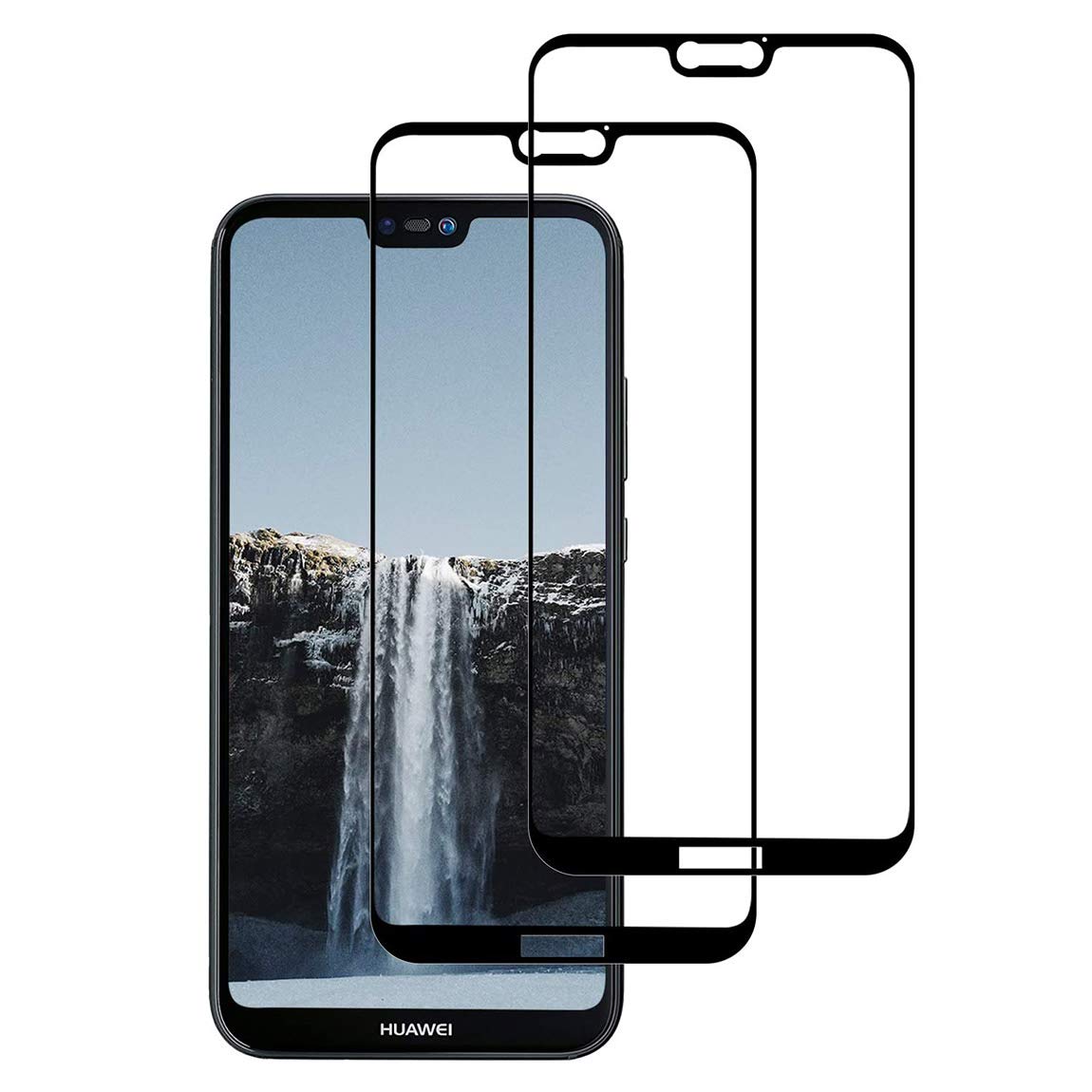 E-Hamii Full-Coverage Film Compatible with Huawei P20 Lite[Black],[Full Screen Glued][Anti-scratch] Premium 9H Tempered Glass Protective Cover,for Huawei P20 Lite