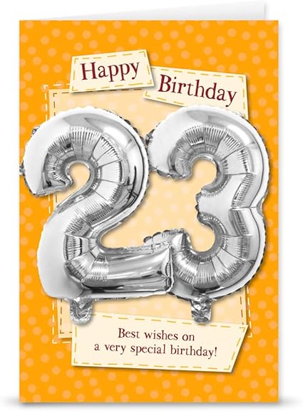 Garlanna G2667 Carte D Anniversaire 23 Ans Avec Ballon D Age Metallique A L Interieur Et Paille A Gonfler Amazon Fr Fournitures De Bureau