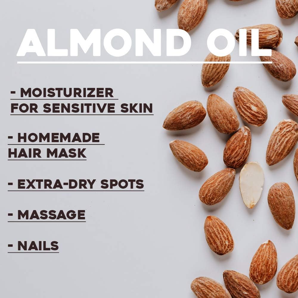 Pure Cold Pressed Sweet Almond Oil, Professional Massage Oil, Body, Face Oil, Hair Moisturiser, Baby Skin, Anti Stretch Marks - Image 4