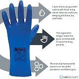 Nitrex 645 Chemical Resistant Gauntlet Gloves, Flock Lined Latex, Size 9, 10 view 3