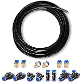 CGELE Pneumatic Tubing Black PU Air hose Pipe Tube Kit 5/32 inch or 4mm OD 2.5mm ID 39.4ft/12 Meter for Air Line or Fluid Transfer