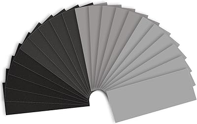 Shineboc Fine Sandpaper Assortment 1000/2000/3000/5000 Grit, 20 Sheets, 9 x 3.6 Inch Wet Dry Sand Paper, Hand Sanding Sheets for Wood Metal Automotive Sanding and Polishing