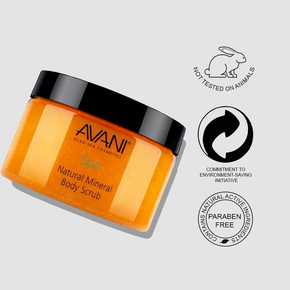Avani Natural Mineral Body Scrub - Dead Sea Salt, Vitamin E, Jojoba, Sunflower, Sweet Almond - Exfoliating Formula for All Skin Types - Milk/Honey : Dead Sea Salt Scrub : Beauty