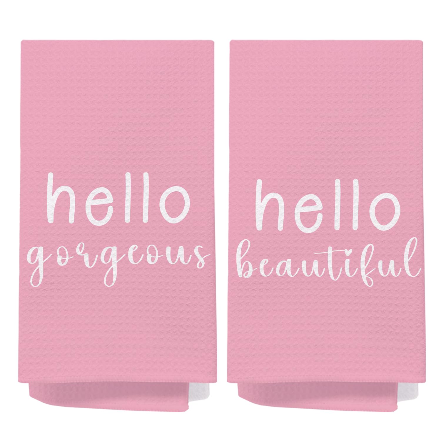 Photo 1 of SPBL&L Hot Pink Hand Towels,Hello Gorgeous Hand Towels,Pink Kitchen Set of 2 Towels,Hello Gorgeous Kitchen Set,Makeup Decor,16x24 Inch