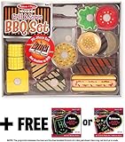 Melissa & Doug Grill & Serve BBQ Set: Wooden Play Food Set + Free Scratch Art Mini-Pad Bundle (92807)