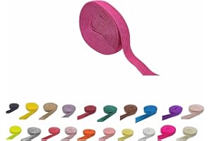 FAYADA Fold Over Elastic,5/8" Foldover FOE Trim Elastic Ribbon,Stretch FOE Band for Hair Ties Headbands Sewing Craft -5 Yards (Hot Pink)