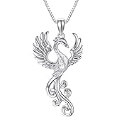 YAFEINI Rising Phoenix Necklace 925 Sterling Silver Bird Pendant Phoenix Jewelry for Women