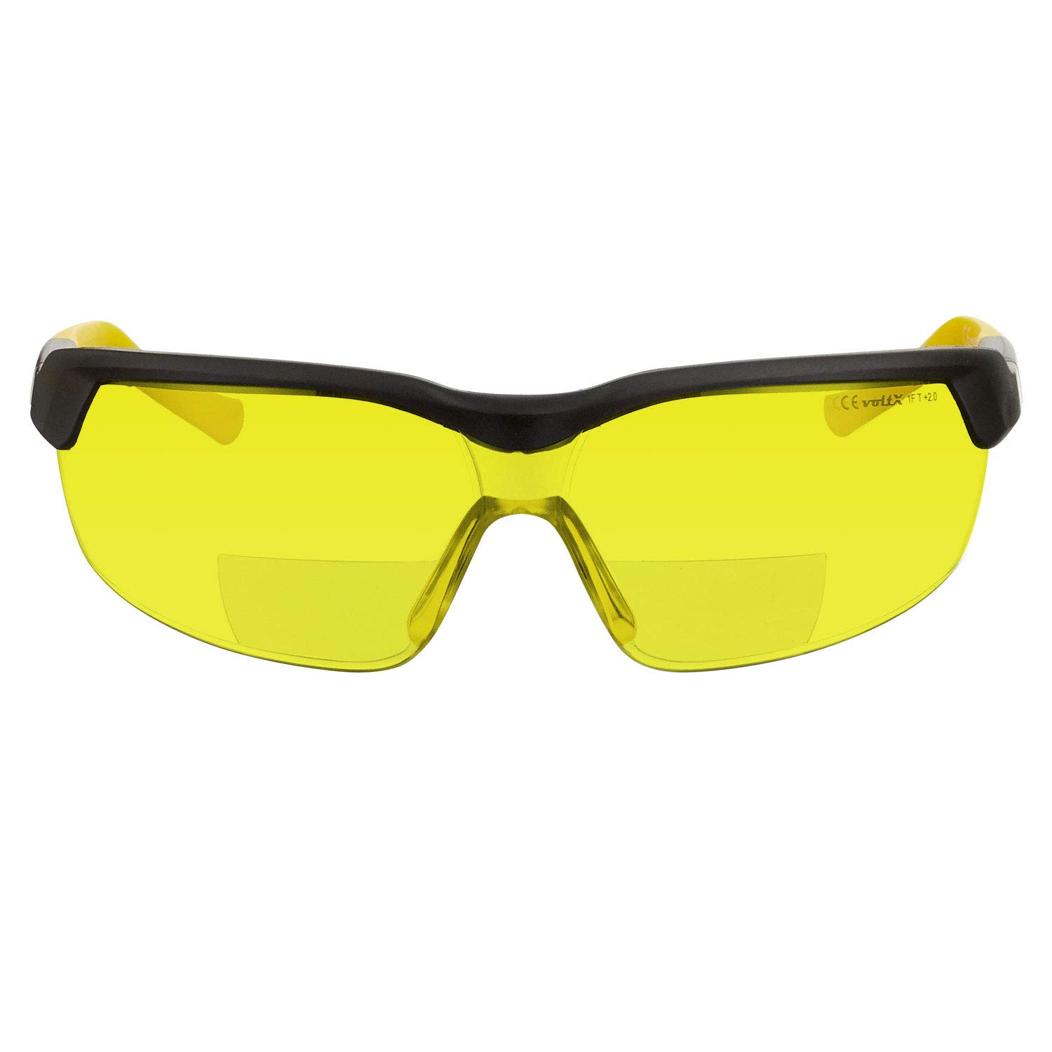 voltX GT ADJUSTABLE Bifocal Reading Safety Glasses (YELLOW Lens +2.0), UKCA & CE EN166FT Certified, Anti fog coated, UV400 Lens, Scratch resistant, Tilt and length adjustable earstems