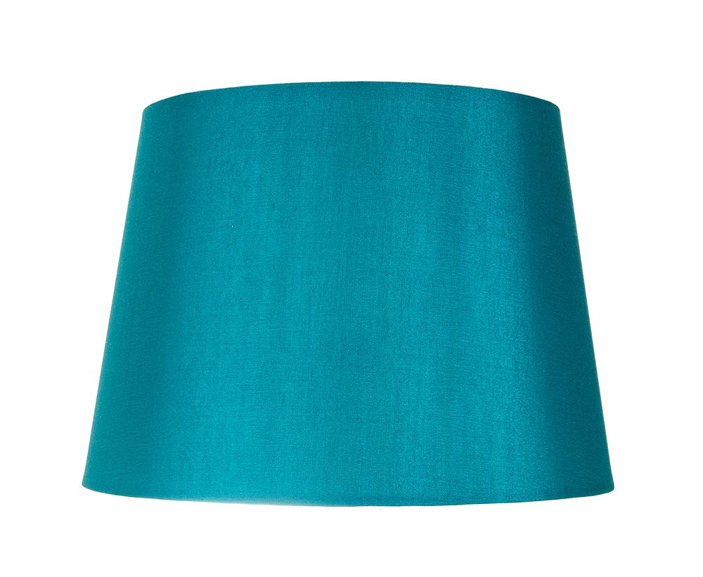 Traditionally Designed Medium 10" Lamp Shade in Teal Faux Silk Fabric | 60w Max | 25cm Bottom Diameter by Happy Homewares