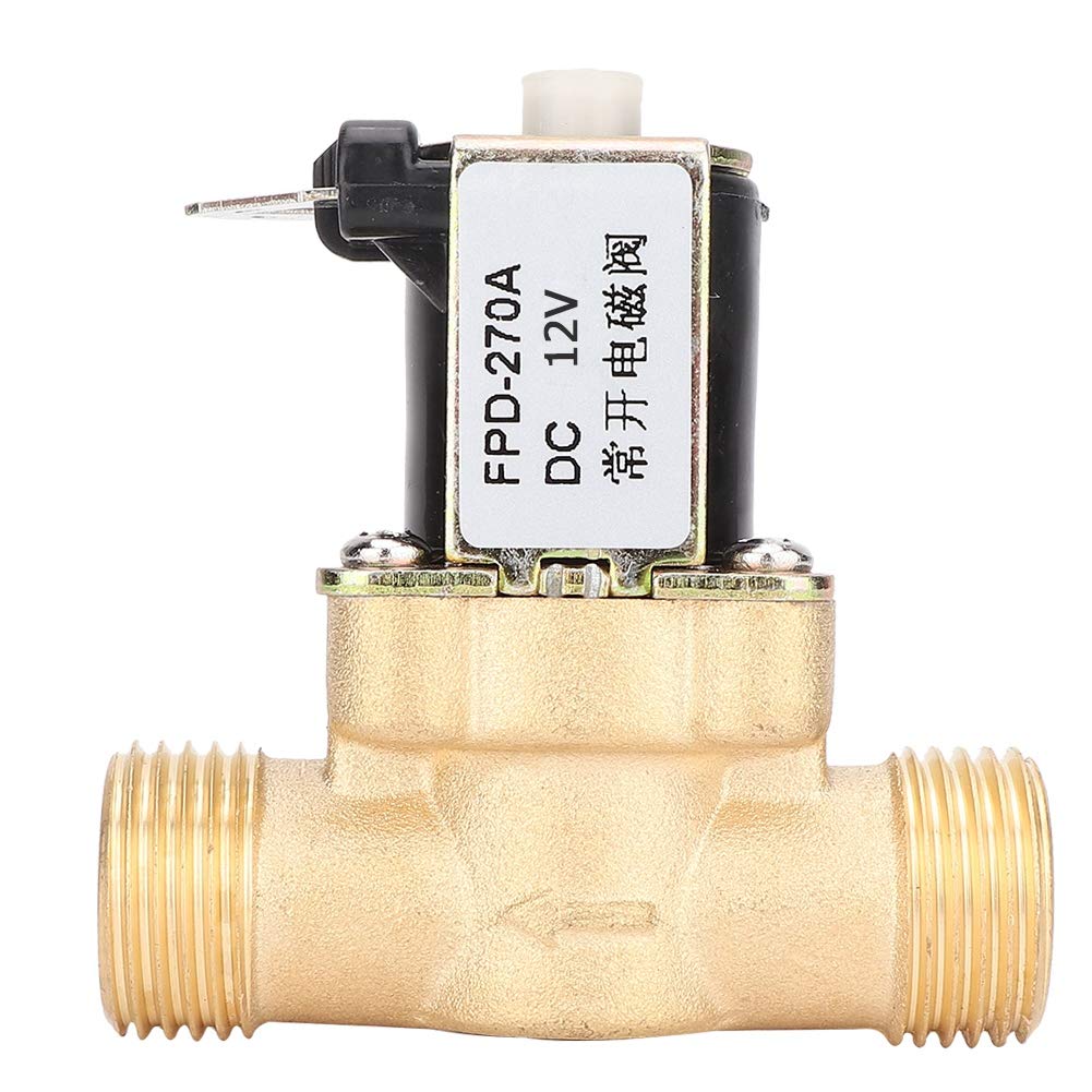 Sorand G1/2" One-Way Solenoid Valve, Brass, Normally Open, 12V/24V, Electromagnetic, Water Inlet Switch (DC12V)