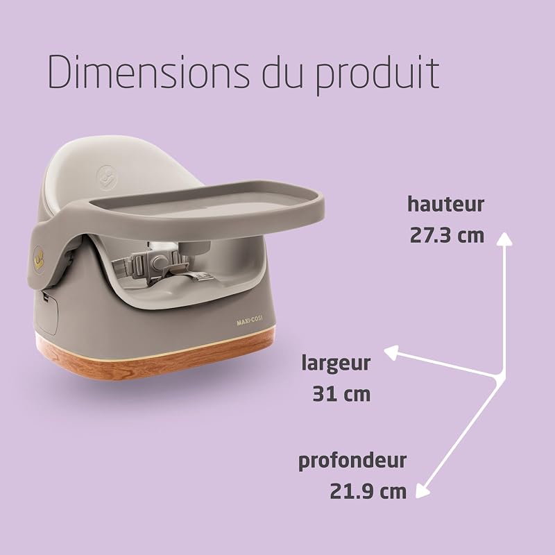 Jay 2 en 1, Rehausseur Chaise Enfant, 6 mois - 3 ans, 9-15 kg, Rehausseur Chaise Bébé Portable, Tablette Réglable, Facile à Nettoyer, Design Compact, Spacieux, Elegance Beige