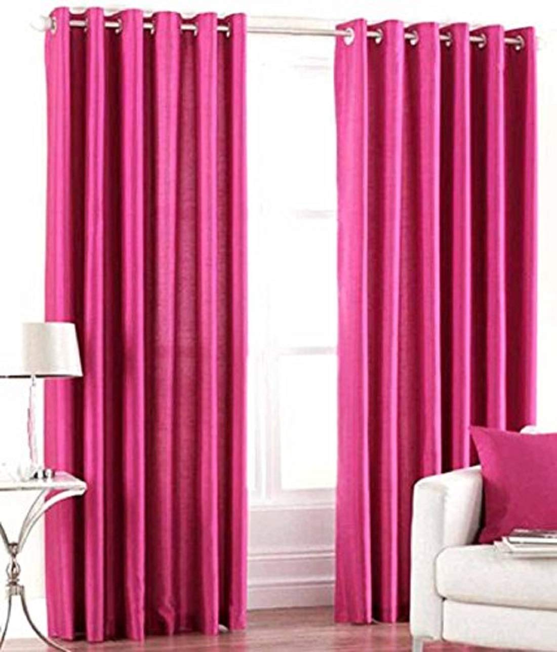 Buy Home Furnishings Faux Silk Curtains Pink Door 7ft Set Of 2