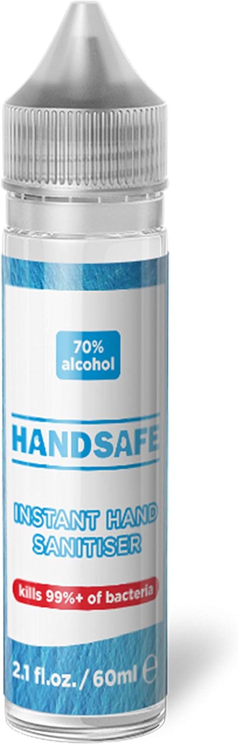 Handsafe Instant Hand Sanitiser Liquid Rub, 60ml Bottle, Kills 99%+ Bacteria, 70% Alcohol Based, 60 ml (Pack of 1)