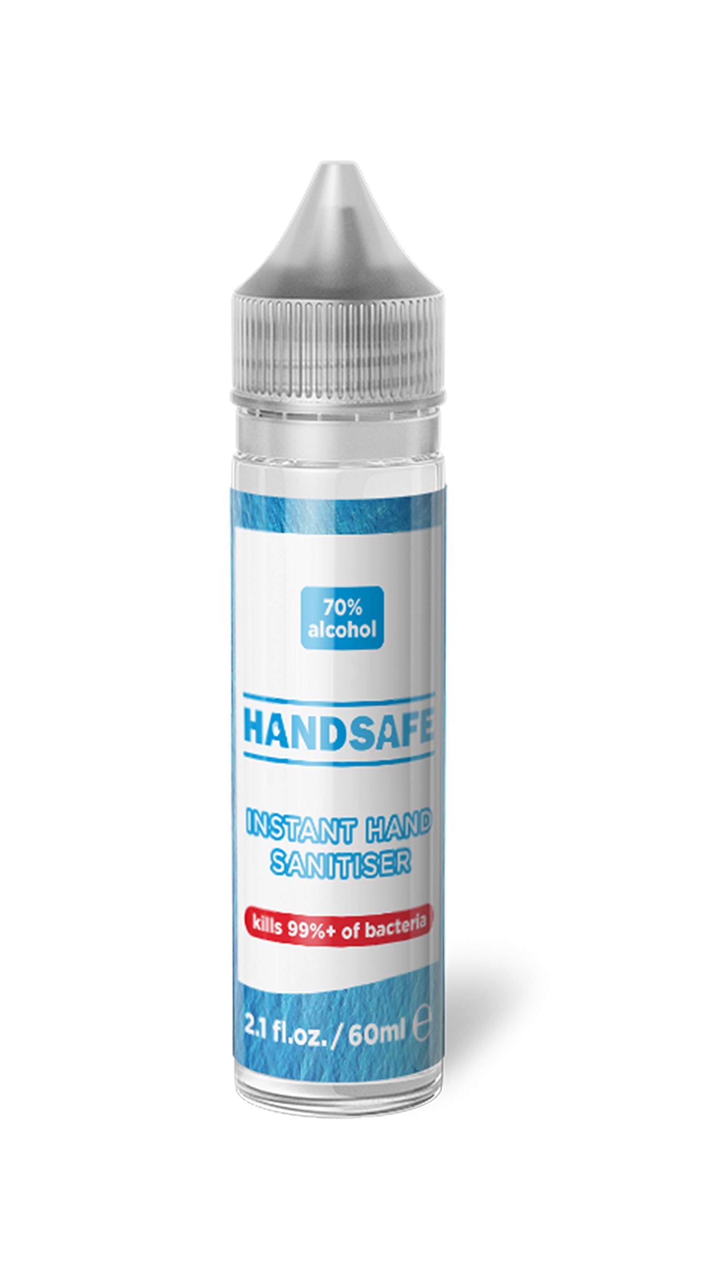 Handsafe Instant Hand Sanitiser Liquid Rub, 60ml Bottle, Kills 99%+ Bacteria, 70% Alcohol Based
