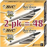 Value Pack of 48 - BIC Cristal Bold (1.6mm) Ball Pen, Black, 48ct (MSBP241-BK)