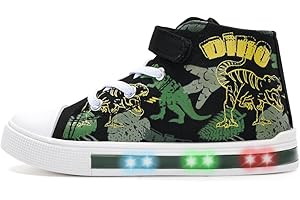 EUXTERPA Kids Toddler Sneakers Light Up Flashing Shoes Girls Boys Easy Fasten High Top Walking Canvas Sneaker