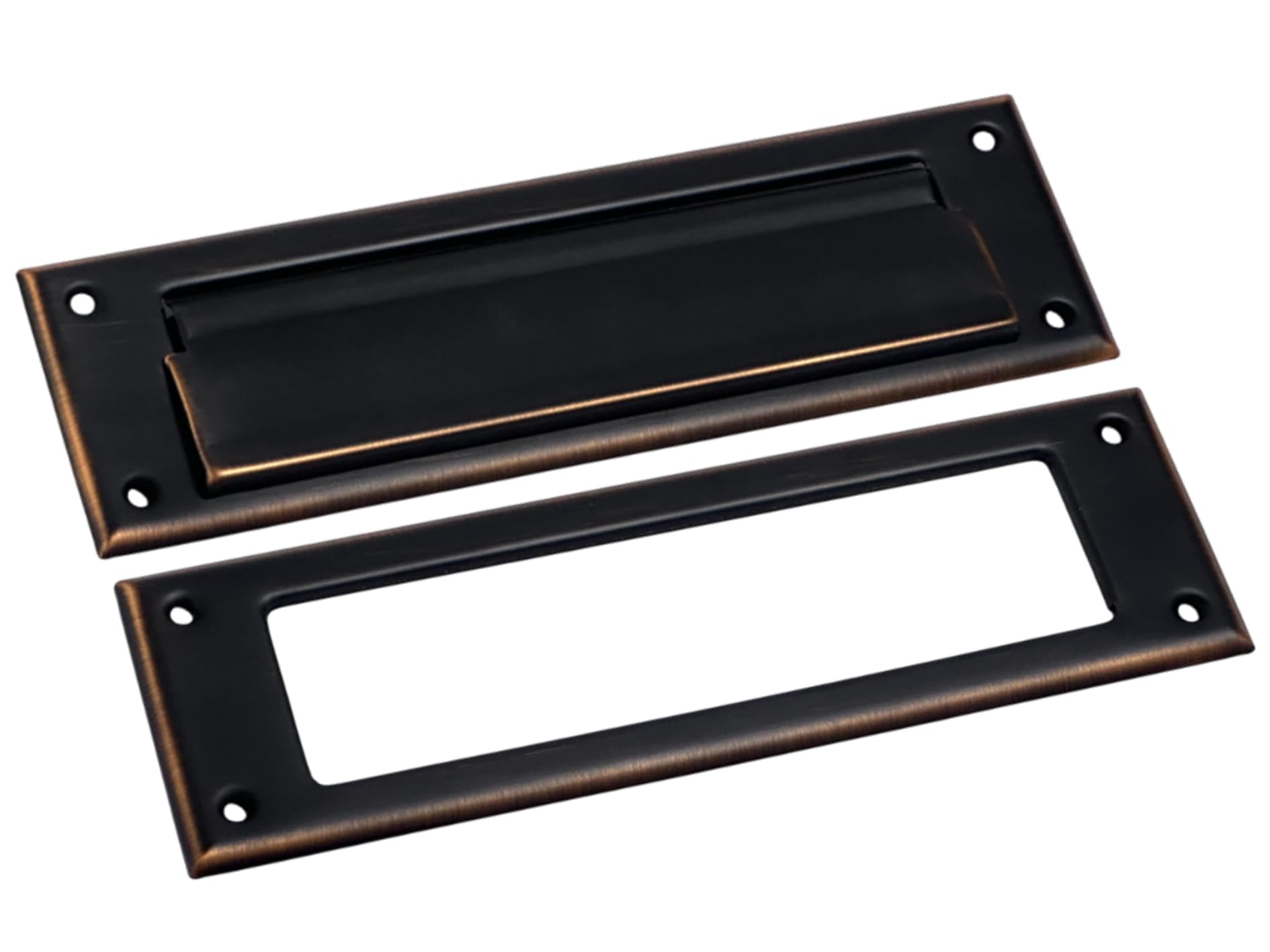 Photo 1 of QCAA Solid Brass Mail Slot, with Solid Brass Interior Frame, 13" x 3.625", Venetian Bronze, 1 Pack, Made in Taiwan