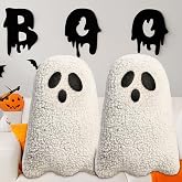 Ghost Pillow,Ghost Decor,Halloween Pillows Set of 2 White Cute Ghost Indoor Decorative Throw Pillow Ghost Plush Pillows for Halloween Decorative Home Sofa Bed Ghost Decor Cushion(11.8 Inch)