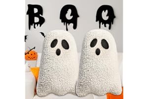 ALLORRY Ghost Pillow,Ghost Decor,Halloween Pillows Set of 2 White Cute Ghost Indoor Decorative Throw Pillow Ghost Plush Pillows for Halloween Decorative Home Sofa Bed Ghost Decor Cushion(11.8 Inch)