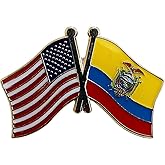 USA and Ecuador (State) Flag Die-struck Metal Friendship Lapel Pin with Butterfly Clasp Closure