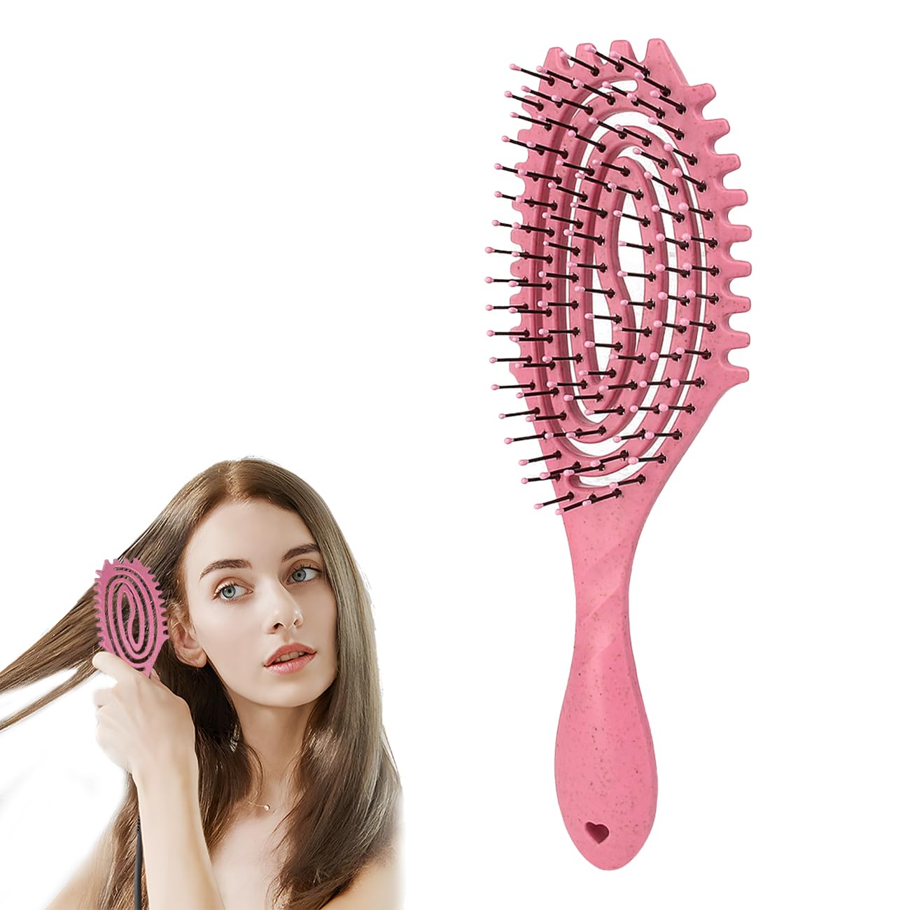 Detangling Hair Brush - No Pull Curved Vent Brush for Wet & Dry Hair | Tangle-Free Soft Bristles Styling Tool for Thick/Curly/Straight Hair | Women, Men, Kids
