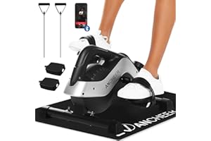ANCHEER Under Desk Bike Pedal Exerciser, Quiet Magnetic Mini Exercise Bike with App, Include 2 Resistance Bands & Non-Slip Mat