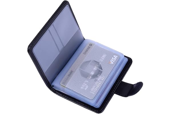 Wisdompro Credit Card Holder RFID Blocking Card Wallet Case, Vertical Black | PU Leather, Slim Card Protector Organizer, Magn