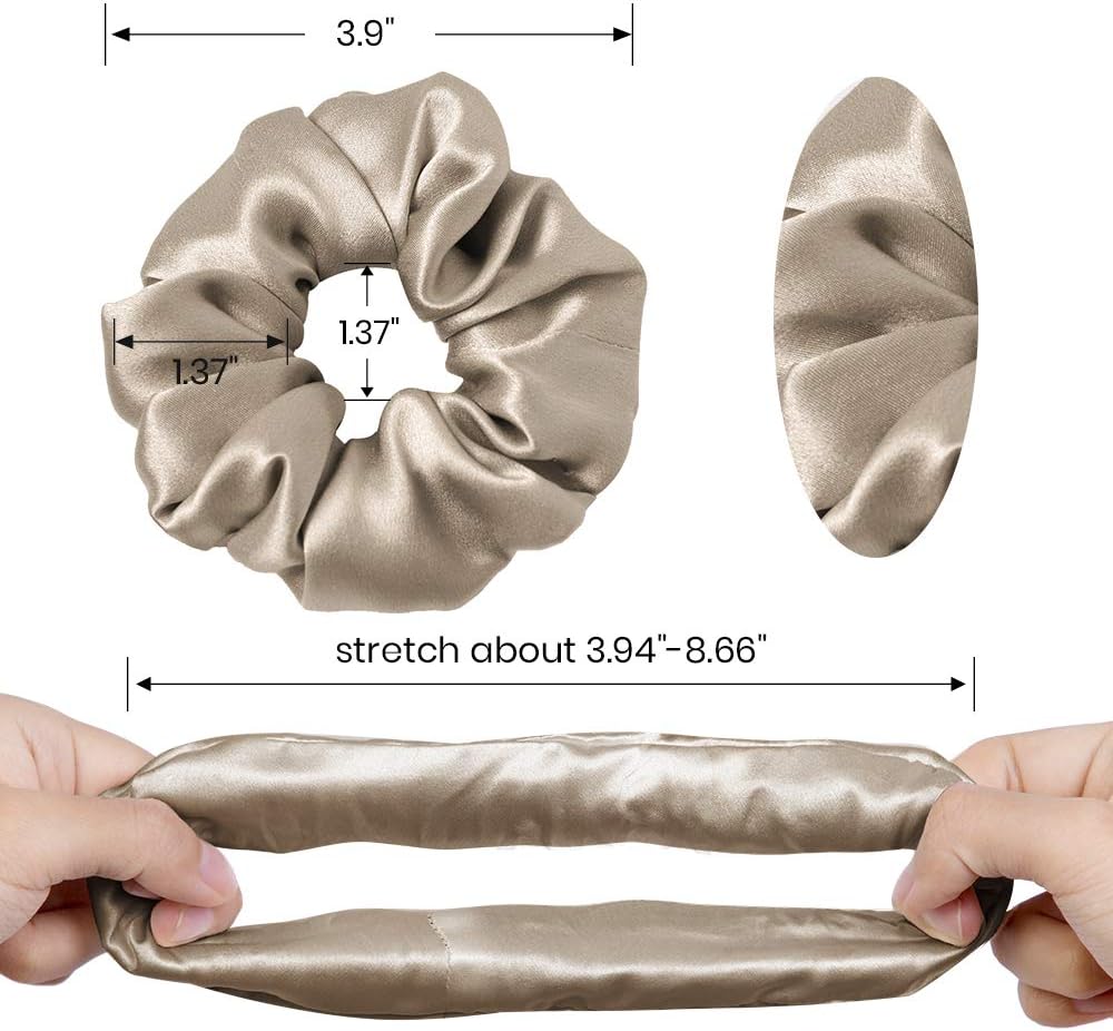 LILYSILK Women's 100% Silk Hair Scrunchies Ladies Elastic Hair Tie Bobbles Ponytail Holders for All Hair Type and Conditions and Preventing Hair Frizz Breakage Loss,Taupe 2pcs - Image 3