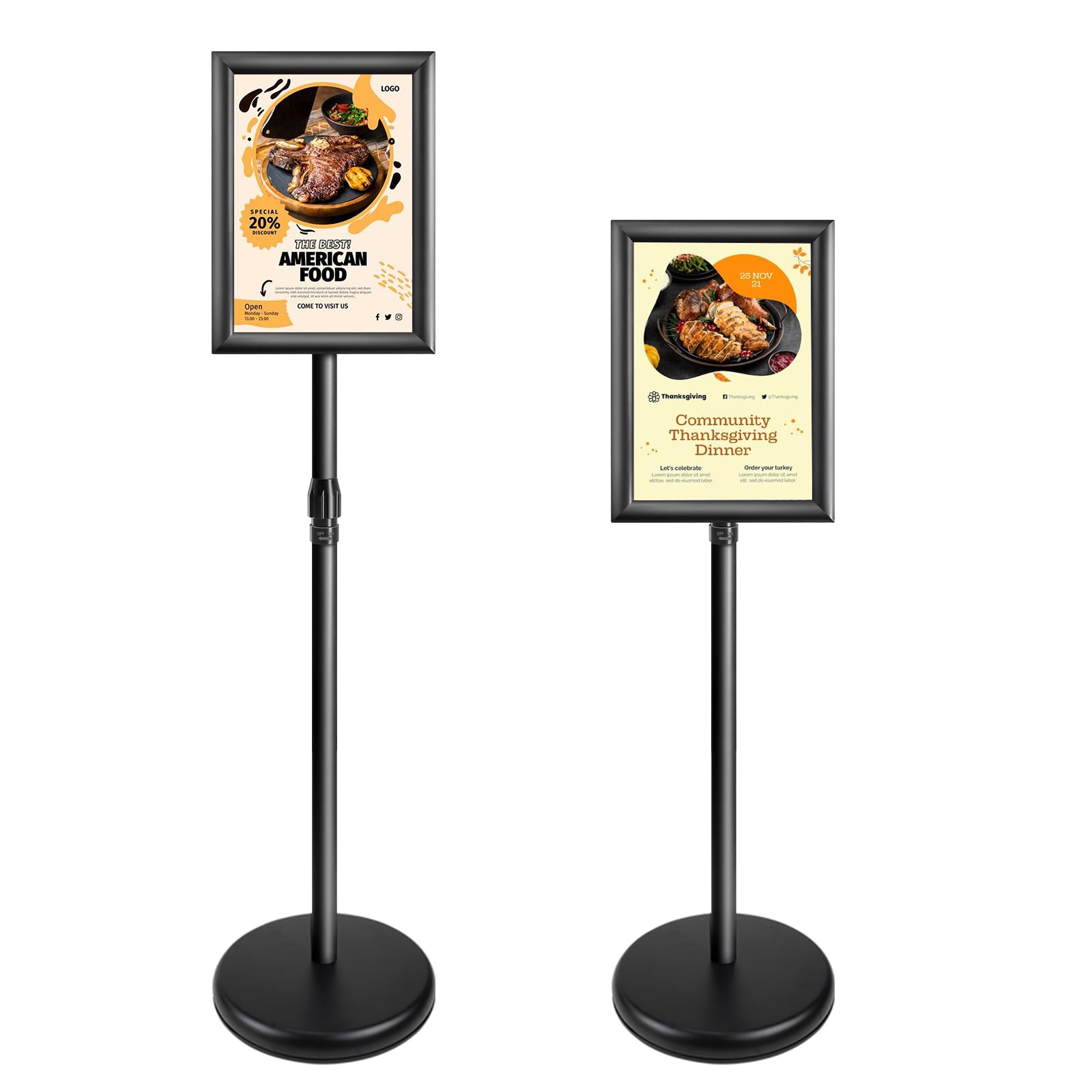 Photo 1 of INNOVSIGN Heavy Duty Adjustable Pedestal Poster Sign Stand, 8.5x11 Aluminum Open Floor Standing Sign Holder for Vertical and Horizontal View Display
