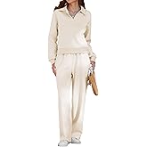 KFUBUO Fall Outfits for Women 2025 2 Piece Lounge Sets Long Sleeve Sweatshirt and Wide Leg Pants Tracksuits Casual Sweatsuit