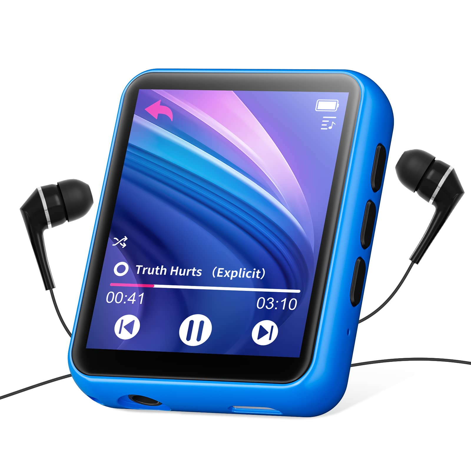 32GB MP3 Player with Bluetooth 5.0, Portable HiFi Lossless Sound MP3 Music Player and FM Radio, Voice Recorder, E-Book, Pedometer, 2.4 Inch Full Touch Screen Sports MP3 Player, Maximum Support 128GB