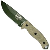 ESEE-5 1095 Carbon Steel, Black Kydex Sheath (OD Green Blade, Green Canvas Micarta 3D Handle)