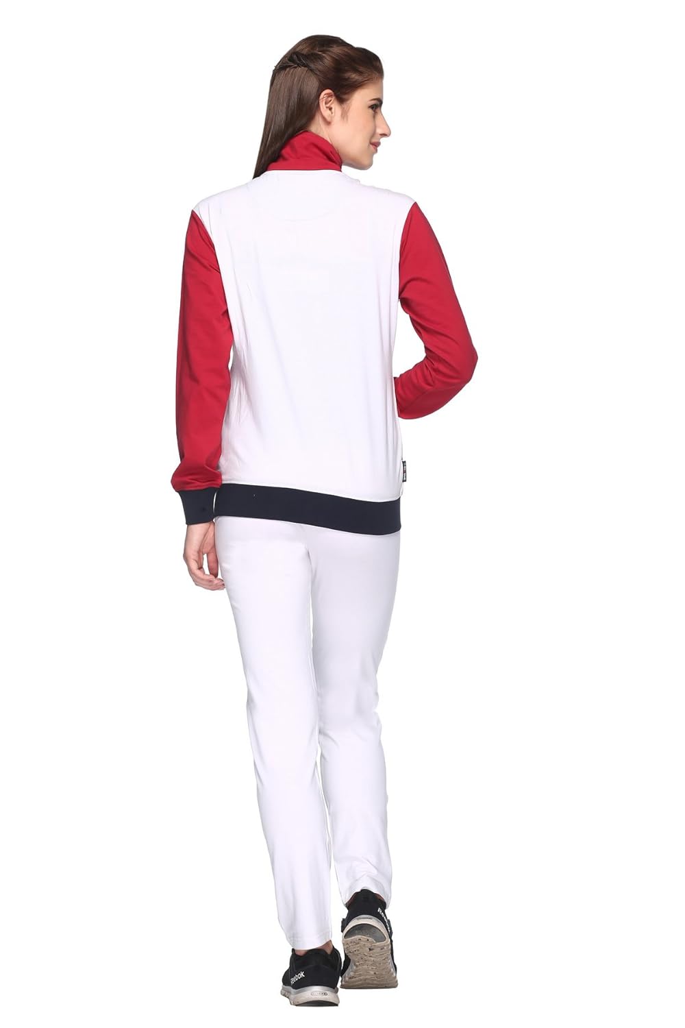 ex10sive women's front zipper cotton lycra blended active wear top and bottom set