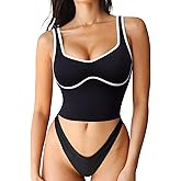 SUUKSESS Women Sweetheart Neckline Longline Sports Bra Padded Basic Workout Crop Tank Top