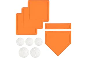 PRAOUTSAD Baseball & Softball 5 Piece Base Set + 5 Piece Plastic Training Balls - Improve Power and Agility - Baseballs Accessories Fun for All Ages