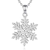EUDORA S925 Sterling Silver Snowflake Necklace for Women, Snowflake Pendant Winter Holiday Jewelry Original Gifts for Women Wife Mother Daughter Snowflake Lovers, 18"