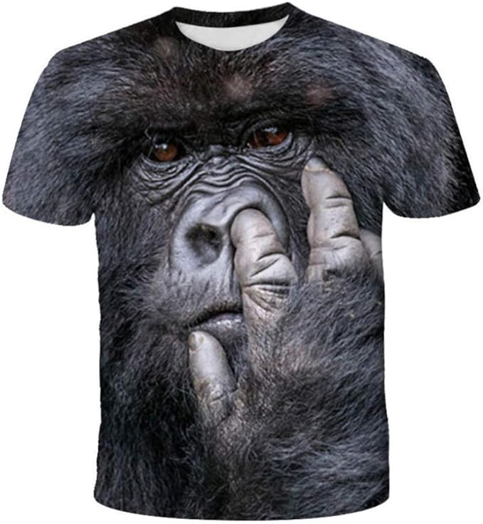 Camisetas Para Hombre Funky Animal Gorilla Picking His Nose 3d Negras