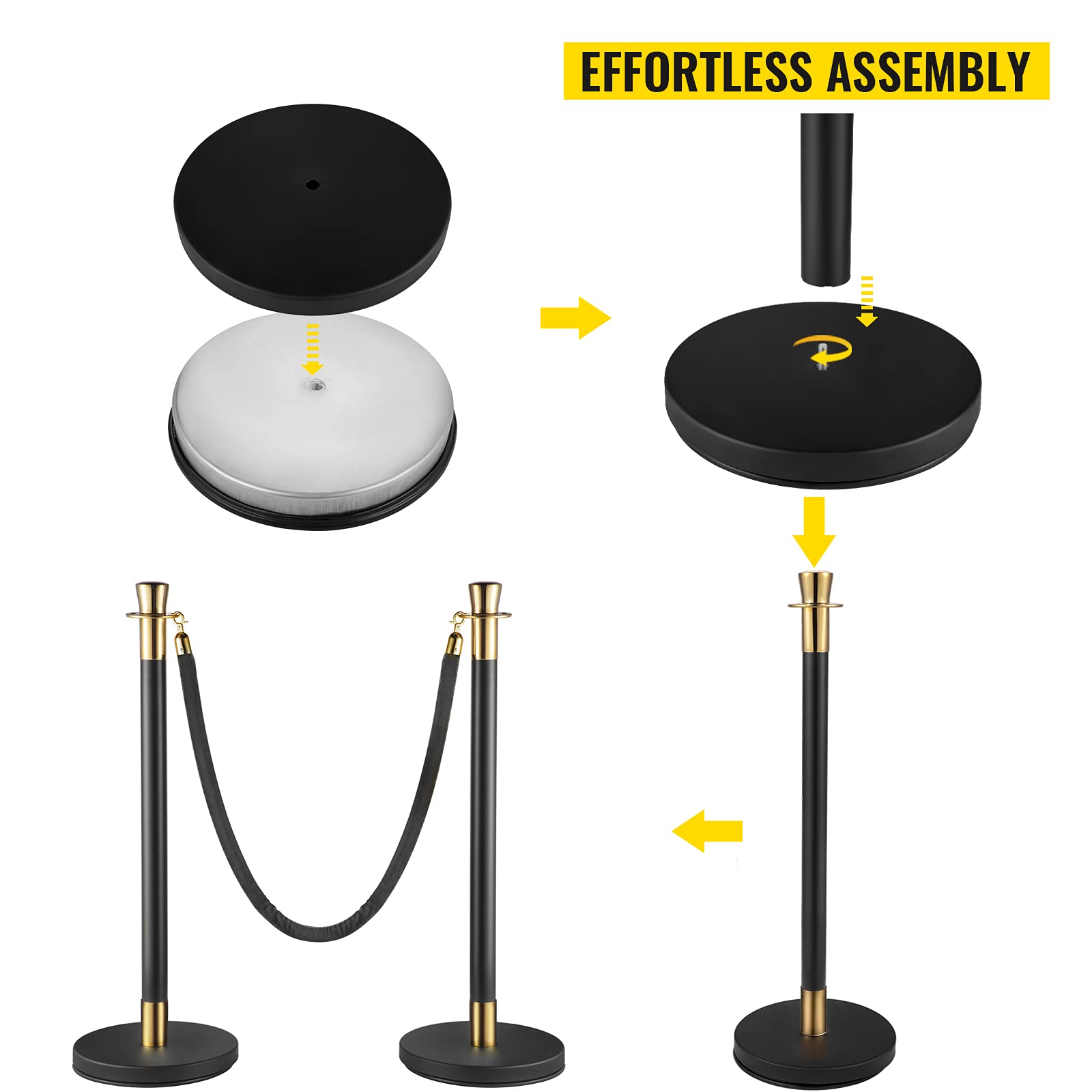 Mua VEVOR Crowd Control Stanchion 6Pcs, Velvet Ropes and Posts, Solid ...