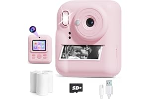 ZIEGOAL Instant Print Camera for Kids, 1080P HD Dual Camera for Kids, Christmas Birthday Gifts for Girls Toys for Ages 5-7, Gifts for 5 6 7 8 9 10 Year Old Girls with SD Card 3 Rolls Paper