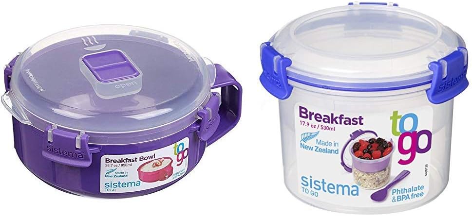 Sistema Klip It Microwave Porridge to Go, 850ml, (Assorted Colour) & to ...