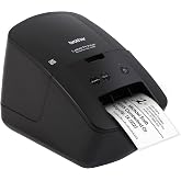 Brother QL-600 Desktop Monochrome Label Printer, up to 2.4" Label Width, No Ink Required, uses Genuine DK Drop-in Rolls for Fast Labeling and Easy Integration with Microsoft Applications