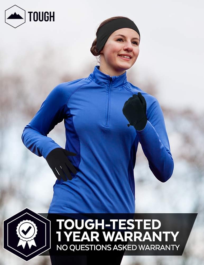 Running Gloves with Touch Screen - Winter Glove Liners for Texting, Cycling - Thin & Lightweight Cold Weather Thermal Gloves: Clothing
