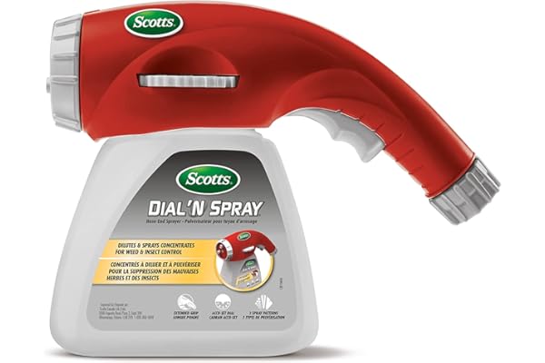 Scotts Dial N Spray Hose-End Sprayer with Accu-Set Dial: Precise Weed, Bug & Fungus Application, No Mix, No Measure, 25 ft Je