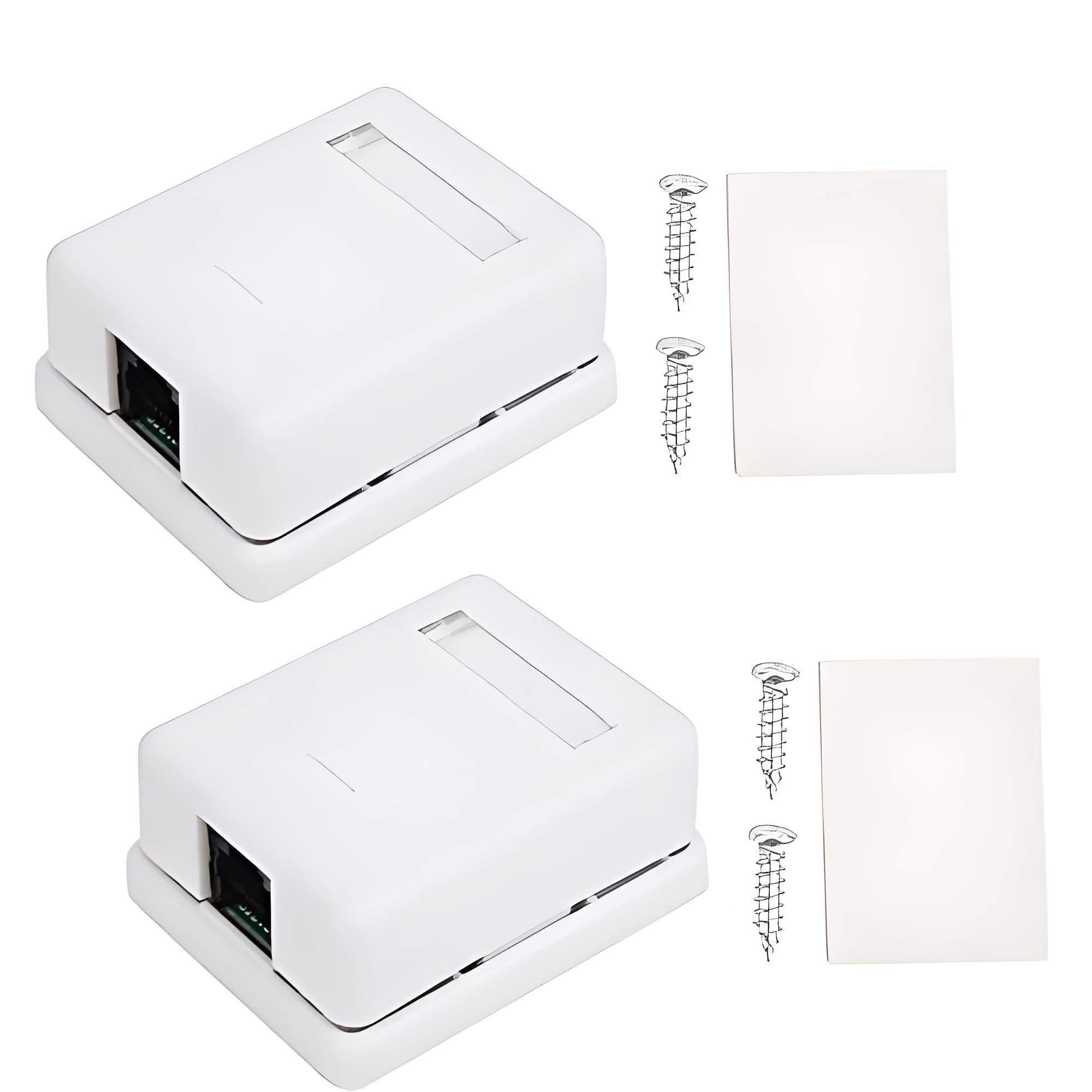 Fafeicy 2Pcs Mount Box RJ45 Cat6 Single Port Desktop Information Network Junction Boxes with Screws for Communication and Socket Connection