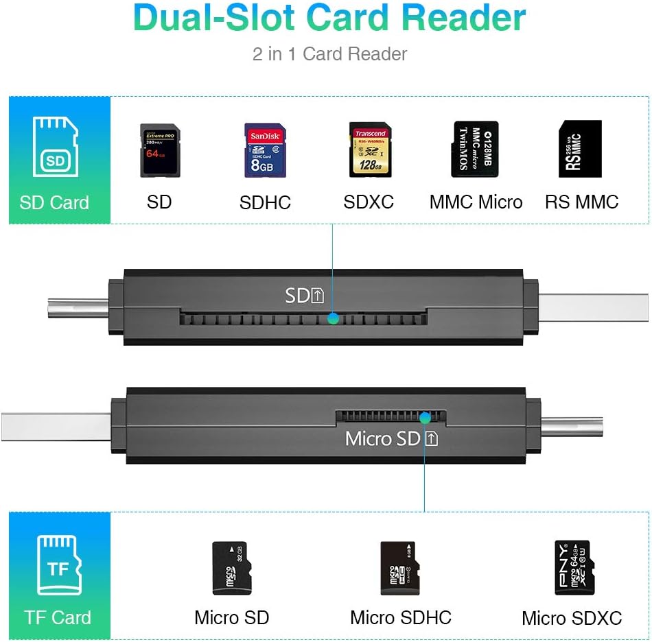Vanja USB Type C SD Card Reader, USB 3.0 Micro SD Card Reader OTG Adapter for TF, SD, Micro SD, SDXC, SDHC, MMC, RS-MMC, Micro SDXC, Micro SDHC, UHS-I for Mac, Windows, Linux, PC, Laptop: Computers & Accessories