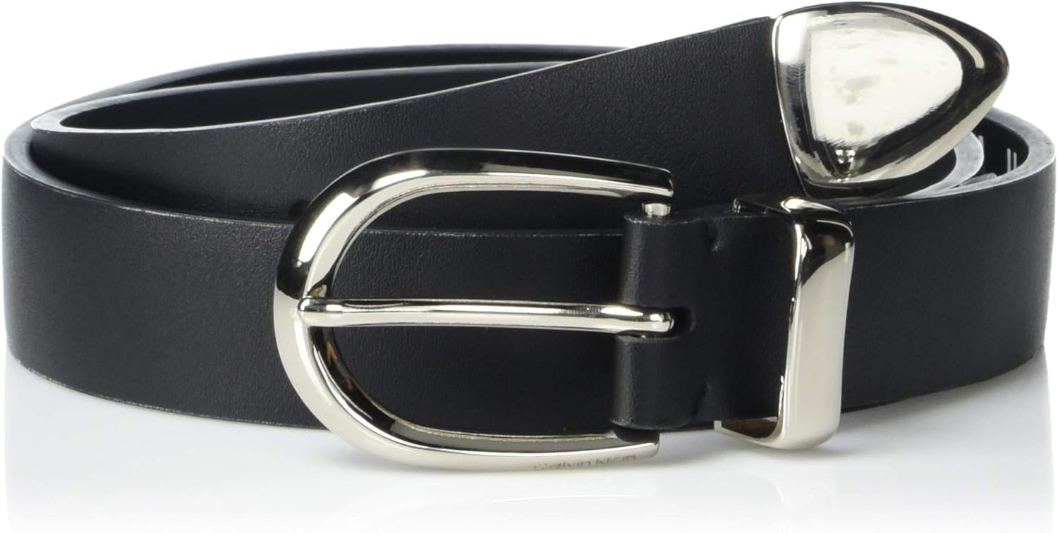 Calvin Klein Women's 30mm Flat Metal Tip Belt at Amazon Women’s Clothing store