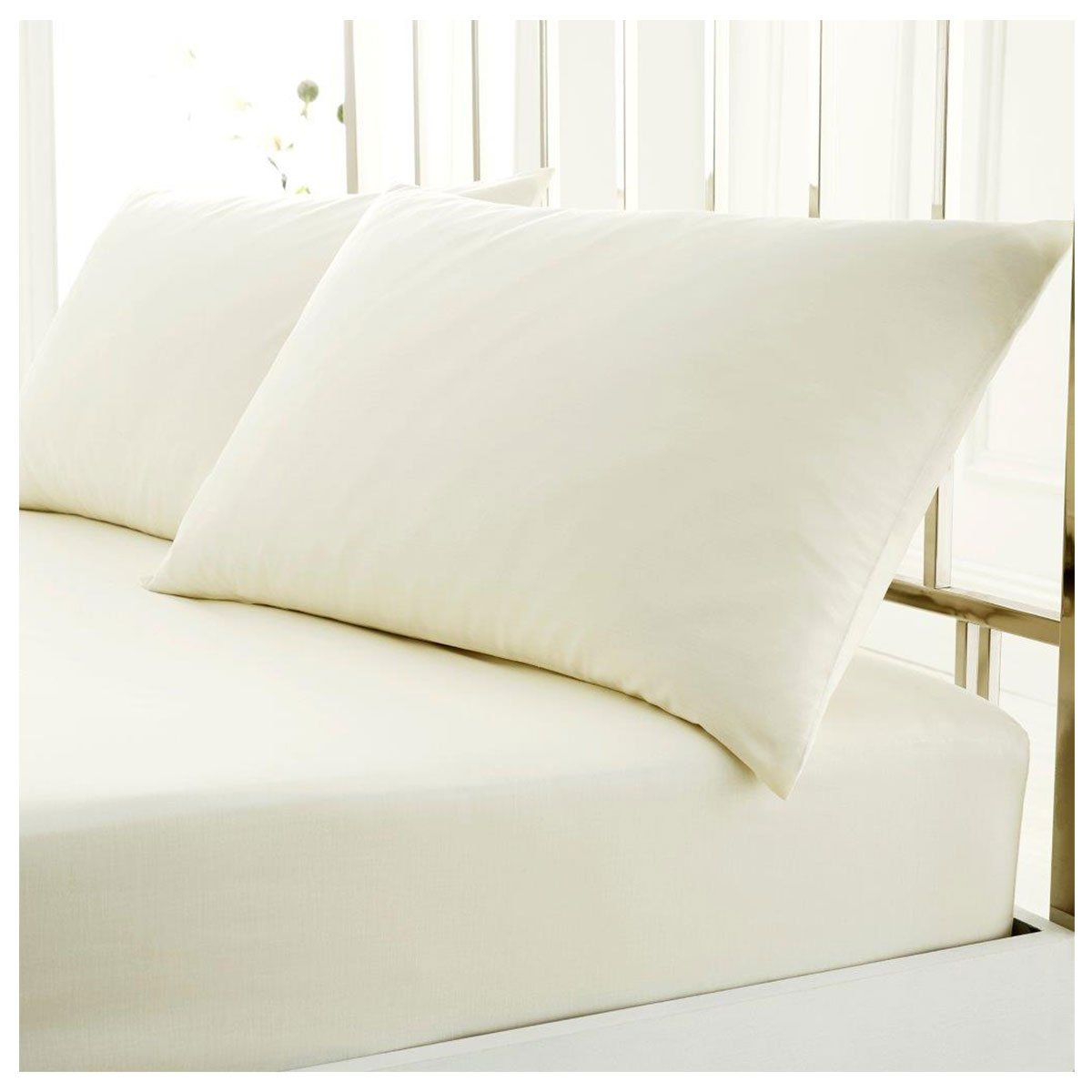 Gaveno Cavailia Plain Dyed Diamond Fitted Sheet, Polyester-Cotton, Cream, Super-King — image 1